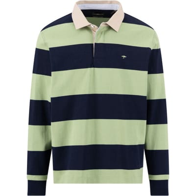 Fynch-Hatton Trui Striped Rugby Polo Pullover Navy-Groen / male