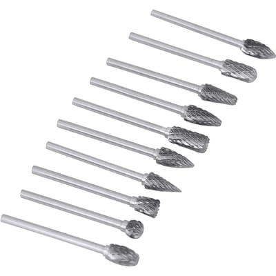 Eén Set 10 Wolfraamstaal Carbide Frezen voor Roterend Gereedschap Boor