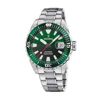 Festina F20669/2 Heren Horloge - Mineraalglas - Roestvrijstaal/Staal - Zilverkleurig - Ø 41 mm - Quartz - Vouw/Vlindersluiting - 20 ATM (duiken)