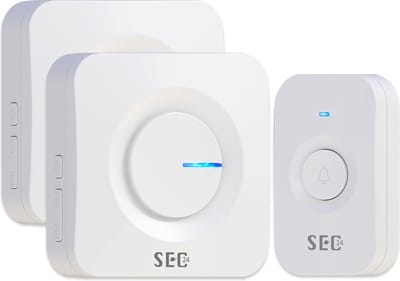 SEC24 DB706W Draadloze Deurbel set met 2 Ontvangers wit - Regelbaar Volume en 52x Melodie - LED - Wit