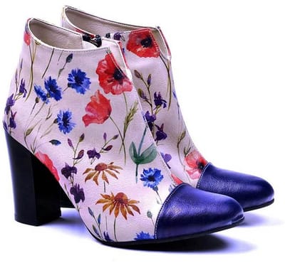 GOBY Wildflower Bloom Enkellaarsjes – Handmade – Vegan Leer – Dames – Maat 38