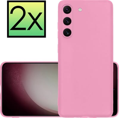 Hoesje - 2 Stuks - Geschikt voor Samsung Galaxy S23 - Sterk & Shockproof - Case Siliconen - Back Cover - Telefoon Hoes - Lichtroze
