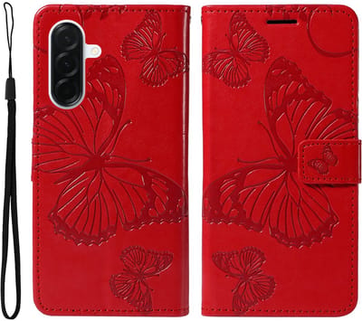Coverup Hoesje - Geschikt voor Samsung Galaxy A37 Hoesje - Coverup Vlinders Book Case - Rood