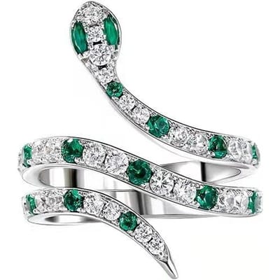 Trendy Slangvormige Zodiac Ringen Mode Veelzijdige Dames Sieraden Prachtig Zirkonia Ingelegd Dierlijk Ontwerp Voor Dagelijks & Feest Cadeau resizable gray