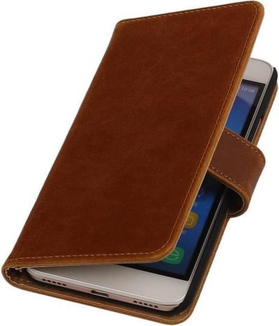 Bestcases Hoesje Pasjeshouder Telefoonhoesje Honor Y6 - Bruin