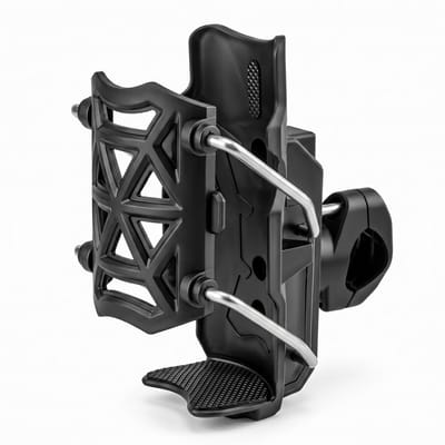 Solfit - Universele Bekerhouder & Fleshouder - 360° Draaibaar - Voor Kinderwagen, Fiets & Motor - Verstelbaar & Zonder Gereedschap - Anti-Mors - Zwart - HOLDITO