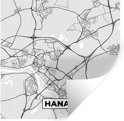 Muurstickers - Sticker Folie - Plattegrond - Hanau - Kaart - Stadskaart - Duitsland - 100x100 cm - Plakfolie - Muurstickers Kinderkamer - Zelfklevend Behang XXL - Zelfklevend behangpapier - Stickerfolie