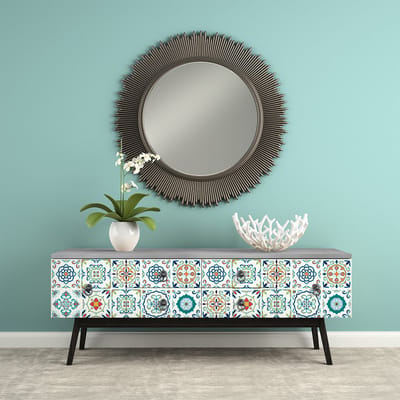 Meubeldecoratiestickers - Zelfklevende stickers voor keuken en woonkamer - 24 Solenia meubeltegelstickers - 24 stickers 10x10cm