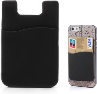 Peachy Universele Cardholder opplak pasjeshouder silicone telefoon - Zwart
