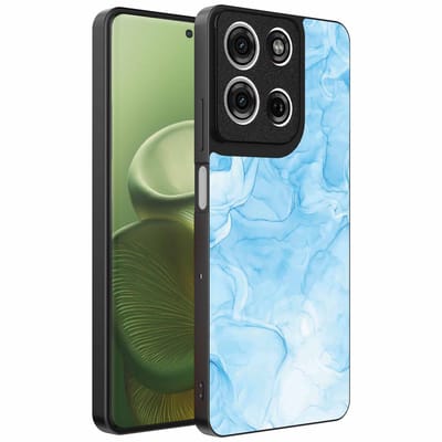 Geschikt voor Motorola Edge 60 Telefoonhoesje met marmer opdruk - TPU backcover case marble design - Lichtblauw - Smartphonica geschikt voor Motorola Edge 60