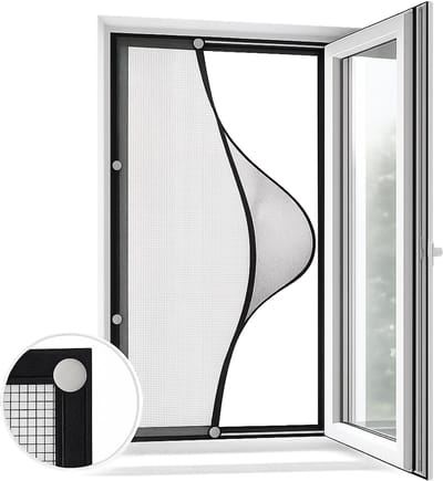 ITRONIQ Magnetische Raamhor 80x140 cm – Insectenhor Voor Raam Zonder Boren – Afneembaar Muggengaas – Eenvoudige Montage - Zwart