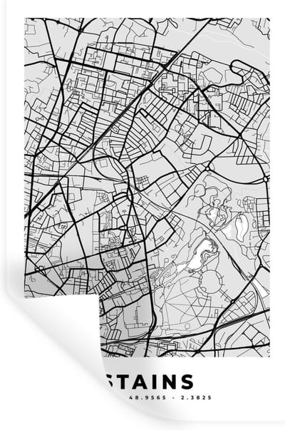 Muurstickers - Sticker Folie - Frankrijk – Plattegrond – Kaart – Stains – Stadskaart - 20x30 cm - Plakfolie - Muurstickers Kinderkamer - Zelfklevend Behang - Zelfklevend behangpapier - Stickerfolie