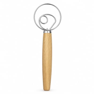 Deense Deegklopper - Roestvrijstaal met Houten Handvat, 25 cm - Zuurdesembrood, Pizza & Gebak