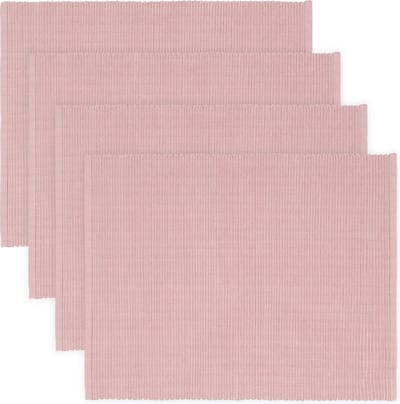 4-delige eettafelplacemats 35 x 46 cm, 100% geribbeld katoen, machinewasbaar, oudroze