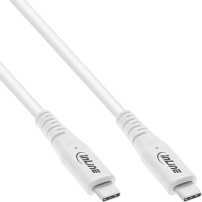 InLine USB-C Kabel - USB4 - Een kant haaks - 240W PD - 1 meter - Wit