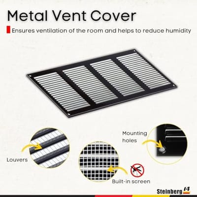 Ventilatierooster 400x200mm – Stalen rooster met knaagdierbescherming – Weerbestendig luchtrooster voor toevoer en afvoer