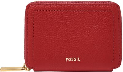 FOSSIL Kaarthoes Logan Zip Around Card Case RFID Garnet Rood