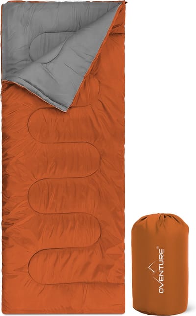 Oventure SleepPlus slaapzak | 190 x 80 cm | 3-seizoenen slaapzak | Comfortabel tot 8 °C | Voor kamperen, logeren en festivals | Zacht en luchtig materiaal | Geschikt voor volwassenen en kinderen | Met draagtas | Rood