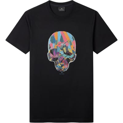 Paul Smith Mens Slim Fit Ss T Shirt Multi Col Skull Black Maat: M | T-shirts met Print Outlet | Heren | Zwart