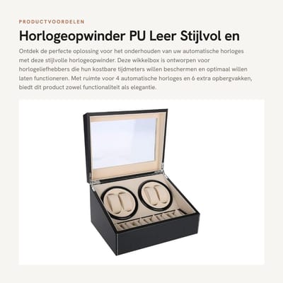Dailygoods- Horlogeopwinder Stille Motor - 4 Horloges Opwinden - 6 Horloges Opslag - Duurzaam PU Leer - Meervoudige Omwenteling - Capaciteit 10 Horloges - Horlogeopslag