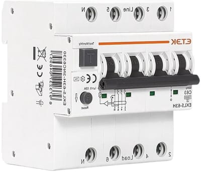 Aardlekschakelaar RCBO - Overstroom Lekbeveiliging - Elektrische Veiligheid - Type AC 1P+N - 63A 30mA - Grijs