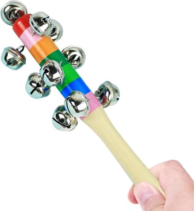 Handklokken voor kinderen - Muziek speelgoed - Educatief spel - Houten handvat - 21 cm lengte - Regenboog