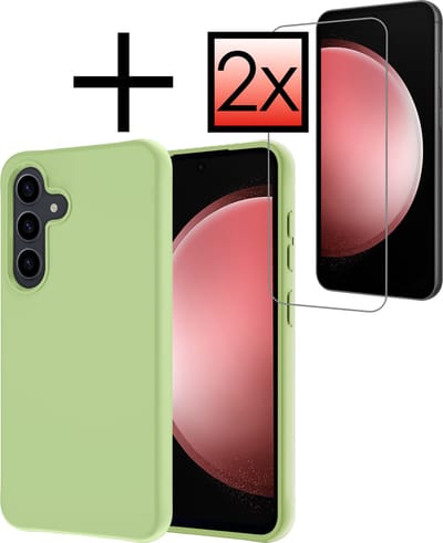 Hoesje - Met 2x Screenprotector - Geschikt voor Samsung Galaxy S23 FE - Sterk & Shockproof - Back Cover - Siliconen Case - Telefoon Hoes - Groen