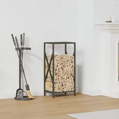 vidaXL - Brandhoutrek - 34x25x70 - cm - koudgewalst - staal - olijfgroen