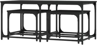 Salontafelset - Tafelset bijzettafels - Ruimte Besparen - Industrieel Design - 3 stuks - Zwart