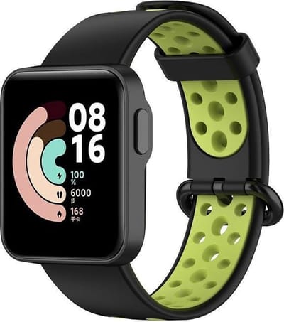 Siliconen Smartwatch bandje - Geschikt voor Xiaomi Mi Watch Lite sport bandje - zwart/groen - Strap-it Horlogeband / Polsband / Armband