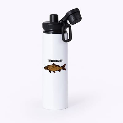 Hacebo® - vis met eigen naam waterfles met draaidop zwart - Vis - vissen liefhebbers - iemand die houdt van vissen - verjaardag - cadeau - kado - water fles - 850ML