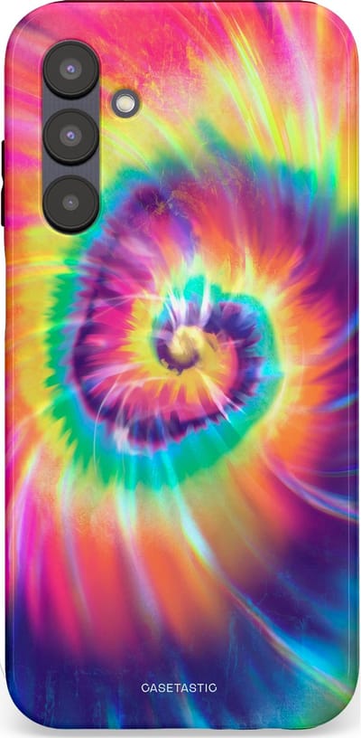 Casetastic hoesje geschikt voor Samsung Galaxy A25 - Dubbellaagse bescherming - Kleurrijke draaikolk - Fashion Case - Donkerblauw Roze Goud Lavendel
