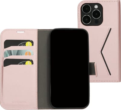 Mobiparts hoesje geschikt voor Apple iPhone 15 Pro - Wallet/Boekhoesje - Eco Leer - Magneet Sluiting - Opberg vakken - Roze