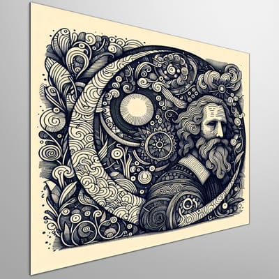 Doodle rembrandt schilderij | Rembrandt's Doodle: A Masterpiece Born from Chaos and Creativity | Kunst - 40x40 centimeter op Dibond | Foto op Dibond