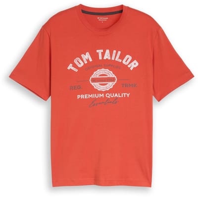 Tom Tailor - T-shirt met logoprint - Maat M - Chili Orange