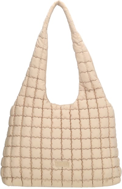 Beagles Valencia Schoudertas - Shopper - Puffy - Nylon - Dames - Lichttaupe