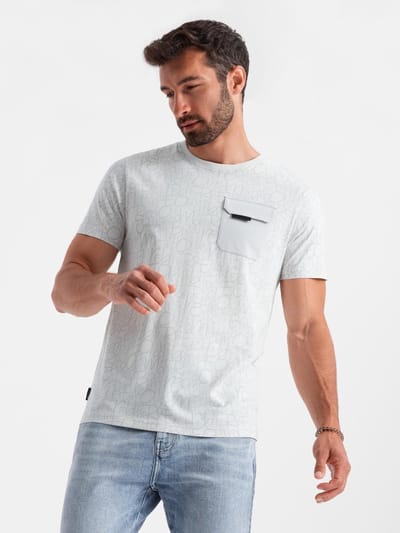 OMBRE T-shirt - Regular Fit - Katoen - Korte Mouw Gebroken Wit / Lichtgrijs S
