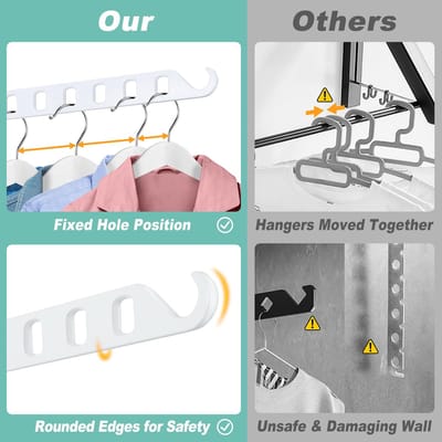 Waskleerhanger Wandmontage Vouwbare Valet Haak Met Swing Arm, Wasruimte Hanger Droger Rack, 180 graden rotatie, Massief aluminium (2-pack, Wit)