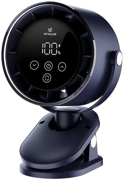 VHV-Automatisch Zwenkbare Clipventilator - Tafelventilator met 100 Snelheden - Stille Klemventilator met Digitaal Display - USB Oplaadbare Mini Ventilator voor Kinderwagen, Studentenkamer, Bureau en Baby Slaapkamer
