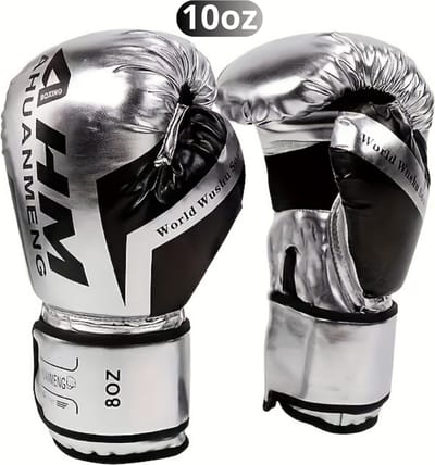 Bovista Vecht Handschoenen - Bokshandschoenen - Boxing Gloves Set - Kickboks Handschoenen - Heren - Dames - Zilver - 10 oz