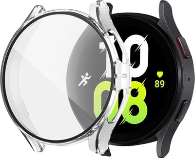 Strap-it Hard case bescherming - Stevig PC hoesje met glasplaat geschikt voor Samsung Galaxy Watch 5 44mm - transparant