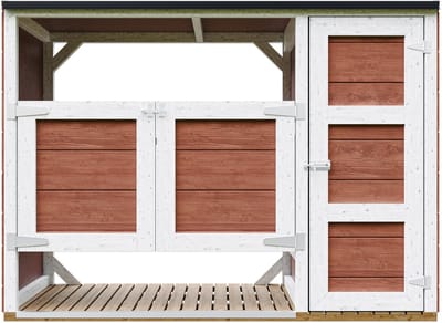 Timbela M981A-REDWOOD RED - LP SmartSide Kliko ombouw - 2x240L - met deuren - container ombouw hout