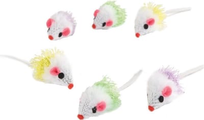 Beeztees pluis 6 speelmuisjes albino