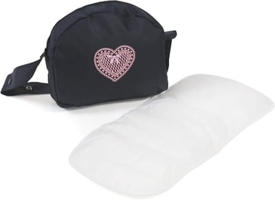 Roze en grijs poppenluiertas met wasbare aankleedmat - Perfecte poppenaccessoires