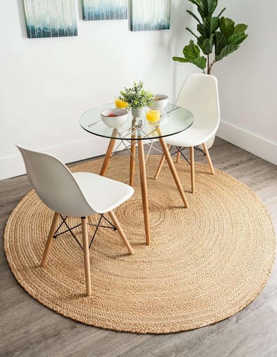 Rond handgevlochten jute tapijt, natuurlijk & handgemaakt, beige decoratie voor woonkamer en slaapkamer