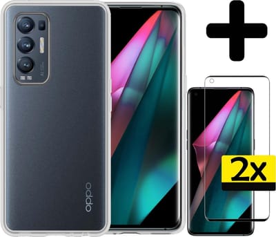 Hoesje - Met 2x Screenprotector - Geschikt voor OPPO Find X3 Neo 5G - Sterk & Shockproof - Back Cover - Siliconen Case - Telefoon Hoes - Telefoonhoesjes - Transparant