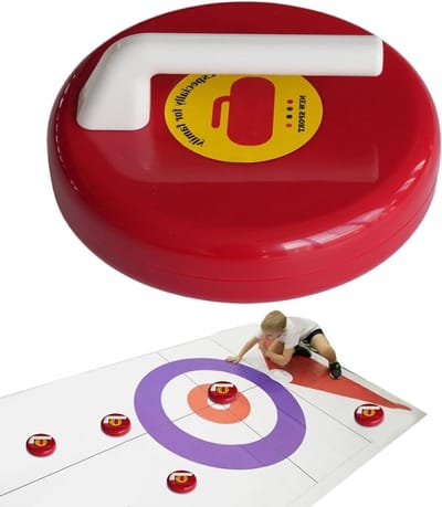 Curlingspel Tafelspel - Indoor Curling Mini - Familieplezier Binnen - 2-in-1 Simulatie Oppervlak - 14 x 14 x 12 cm