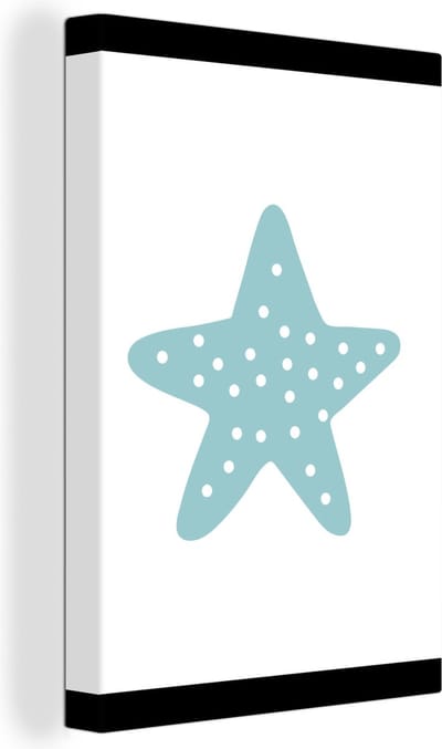 Canvas kinderen - Canvas doek kids - Ster - Stippen - Design - Blauw - Minimalisme - Wanddecoratie jongens - Meisjes - Kinderkamer decoratie - 120x160 cm