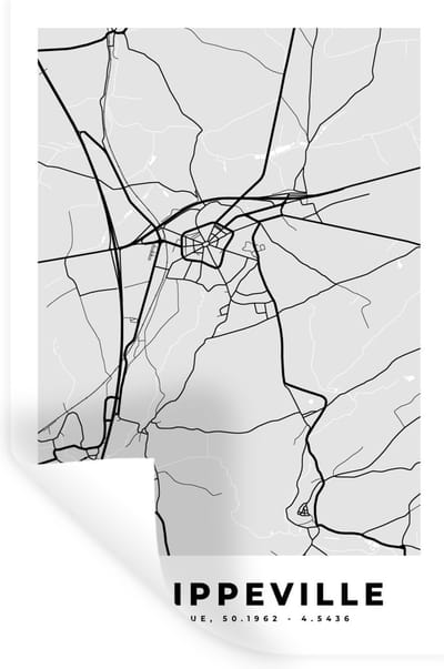 Muurstickers - Sticker Folie - Kaart – Plattegrond – Stadskaart – Philippeville – België – Zwart Wit - 20x30 cm - Plakfolie - Muurstickers Kinderkamer - Zelfklevend Behang - Zelfklevend behangpapier - Stickerfolie