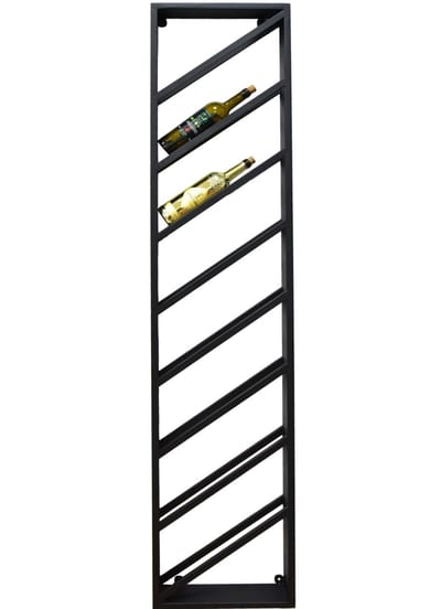 Wijnrek - Wijnrek muur - Metaal - Modern - wijnkast - industrieel -Flessenrek - Zwart - 175 x 40 x 8 cm